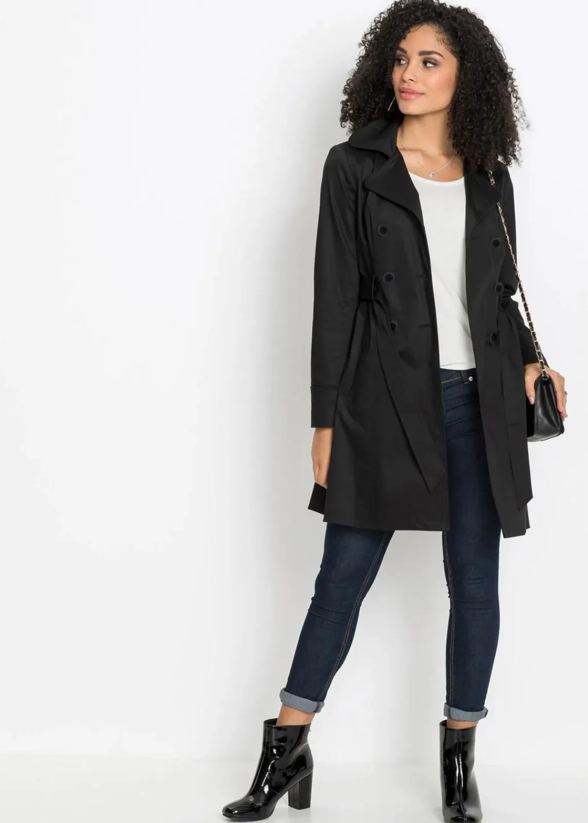 bonprix Bekleidung·Hosen|Jacken & Mäntel^Trenchcoat aus Baumwolle schwarz