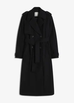 bonprix Jacken & Mäntel|Bekleidung·Hosen^Trenchcoat in Wolloptik schwarz