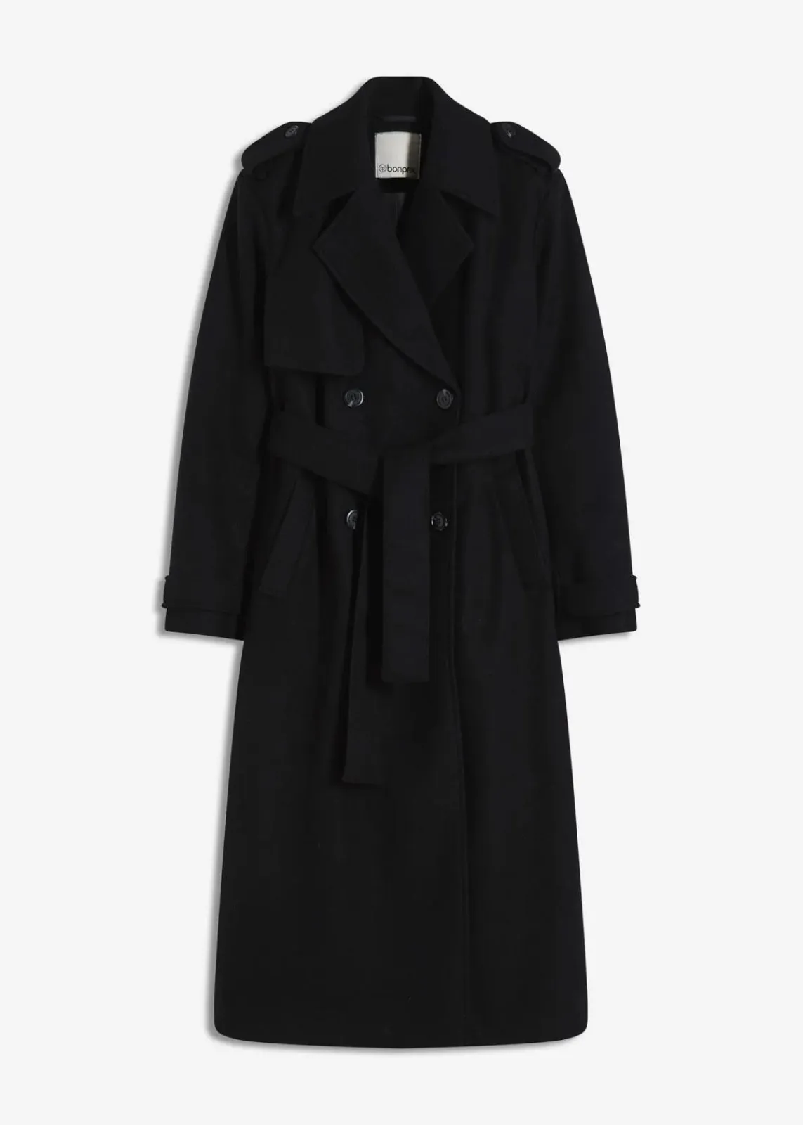 bonprix Jacken & Mäntel|Bekleidung·Hosen^Trenchcoat in Wolloptik schwarz