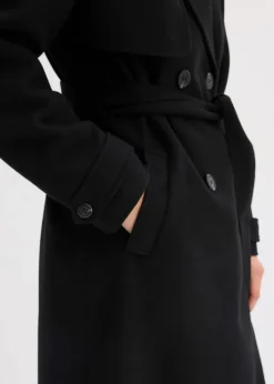 bonprix Jacken & Mäntel|Bekleidung·Hosen^Trenchcoat in Wolloptik schwarz