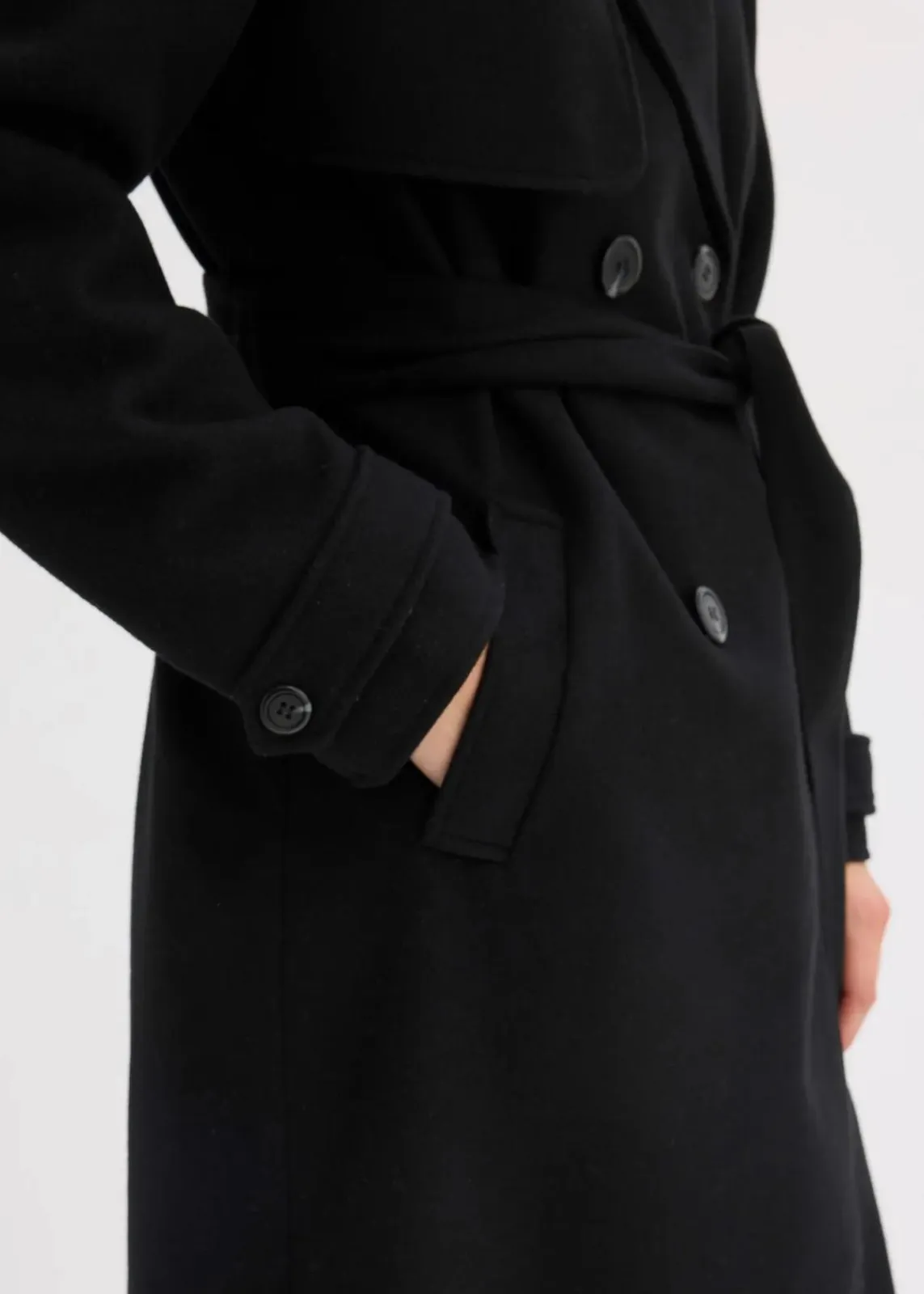 bonprix Jacken & Mäntel|Bekleidung·Hosen^Trenchcoat in Wolloptik schwarz