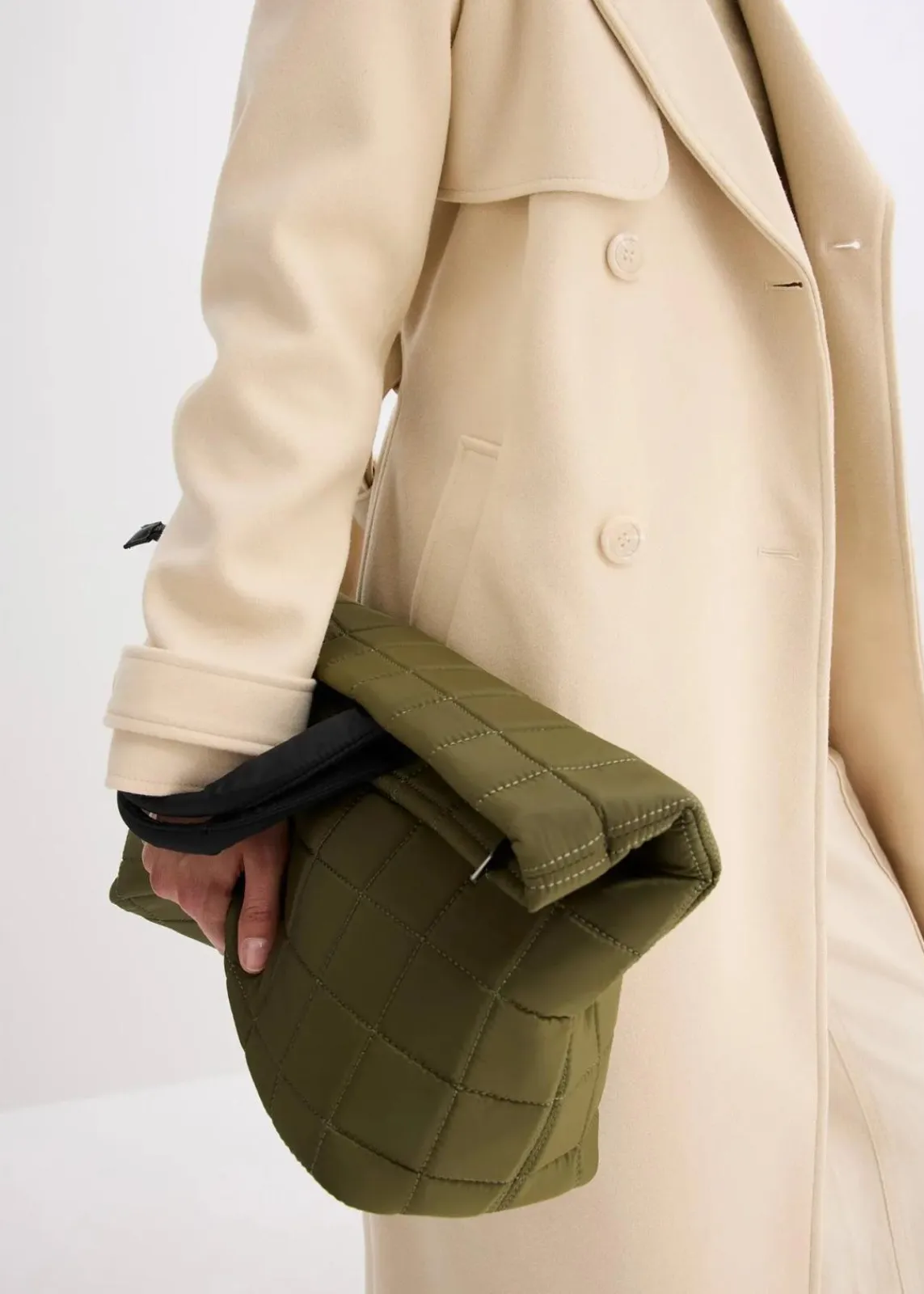 bonprix Bekleidung·Hosen|Jacken & Mäntel^Trenchcoat in Wolloptik kieselbeige