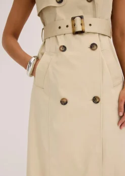 bonprix Bekleidung·Pullover & Strickjacken|Kleider^Trenchkleid mit Gürtel (2-tlg.) hellsand