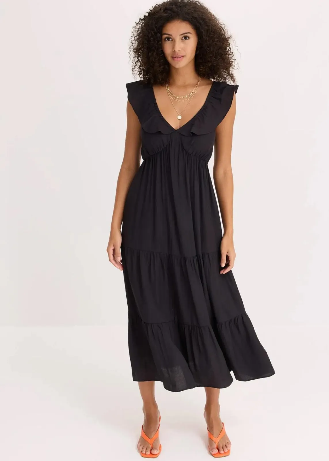 bonprix Kleider|Bekleidung·Pullover & Strickjacken^Trägerkleid aus feinem Viskose-Mix schwarz