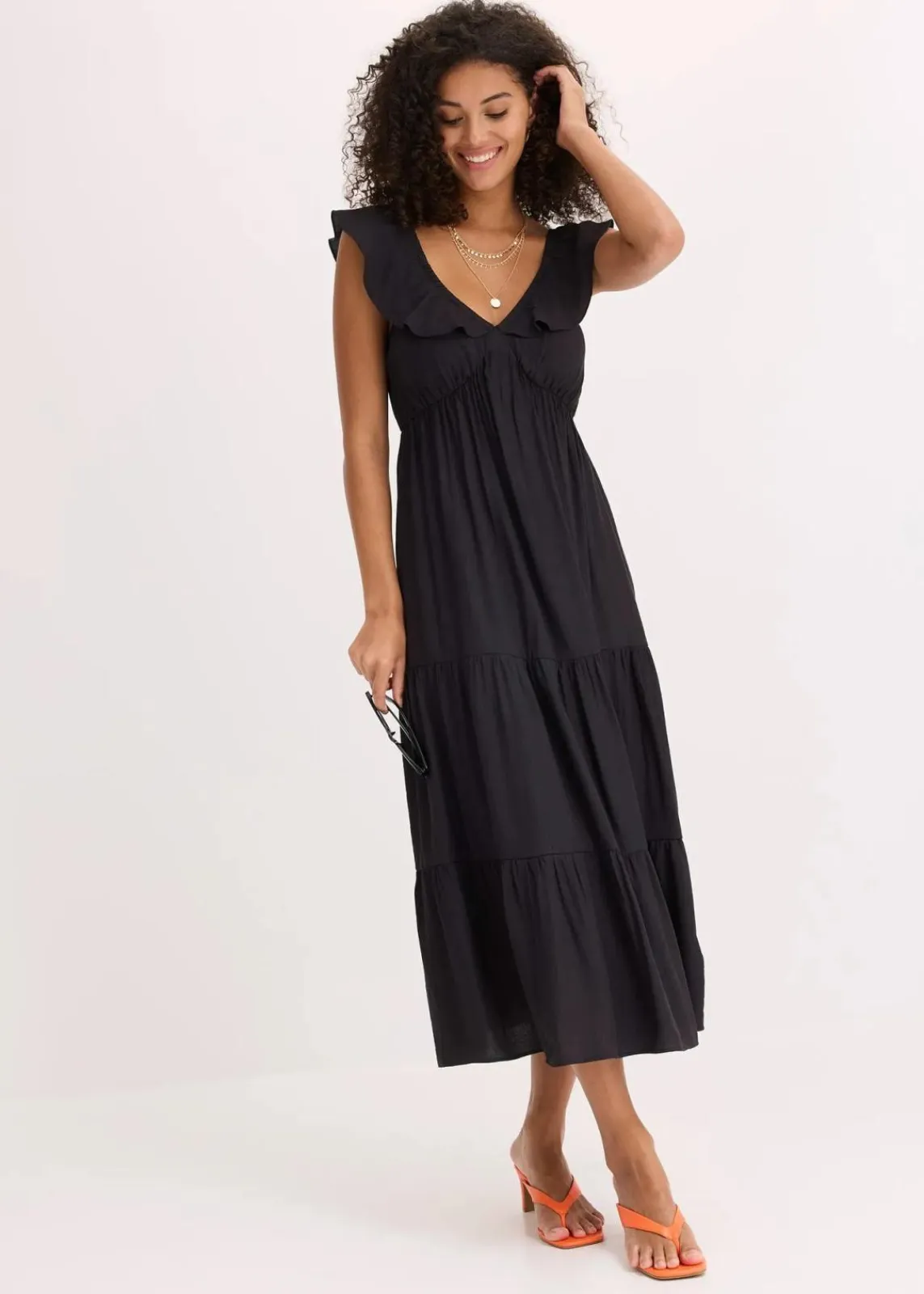 bonprix Kleider|Bekleidung·Pullover & Strickjacken^Trägerkleid aus feinem Viskose-Mix schwarz