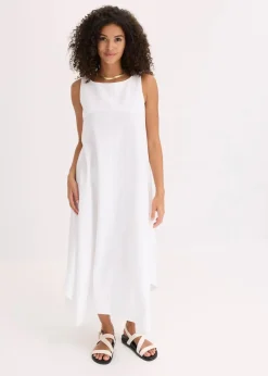 bonprix Kleider^Trägerkleid aus feinem Viskose-Mix weiß