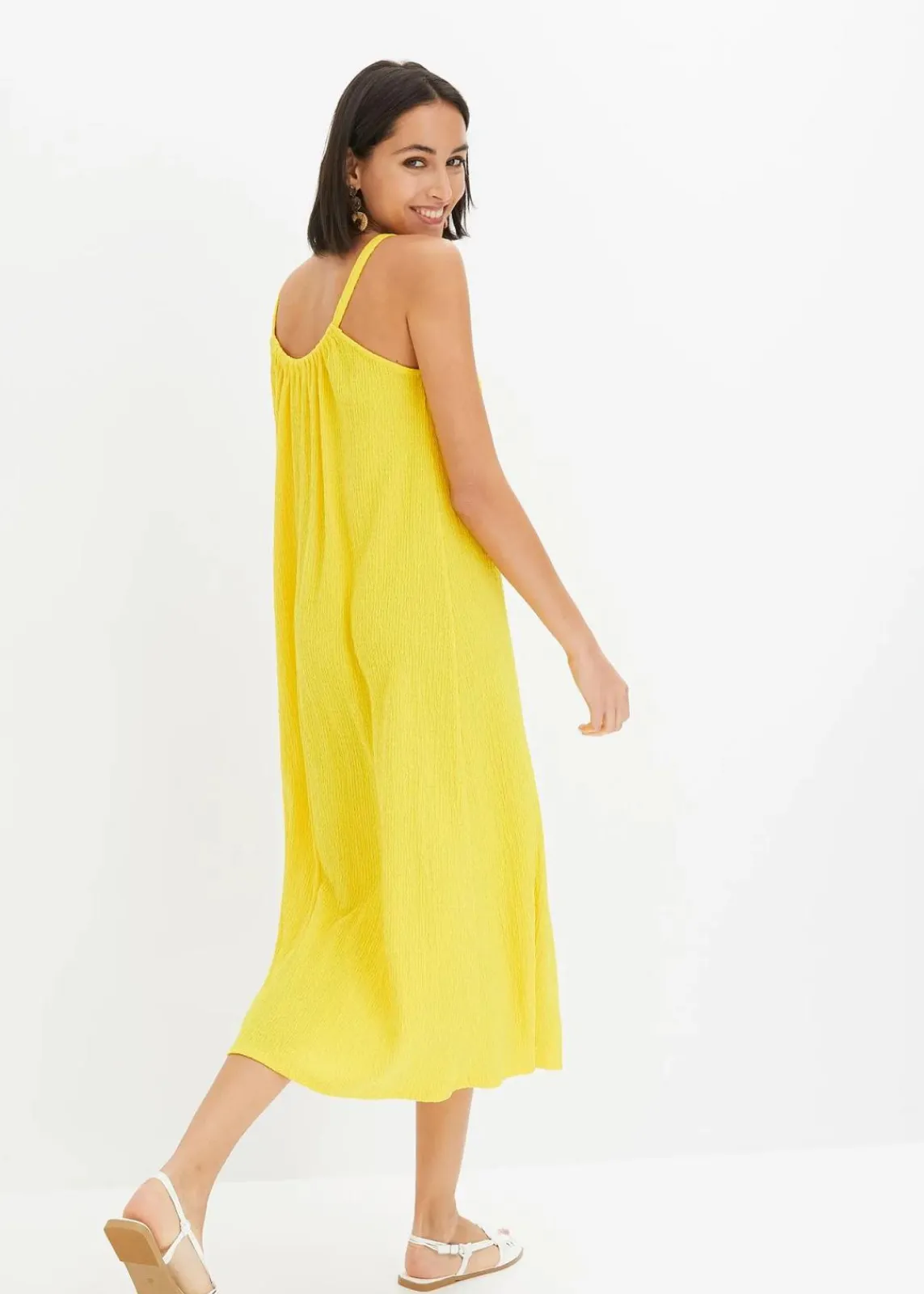 bonprix Nachhaltigere Materialien|Kleider^Trägerkleid aus leichtem Crêpe narzissengelb