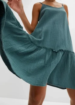 bonprix Bekleidung·Pullover & Strickjacken|Kleider^Trägerkleid aus Musselin graugrün