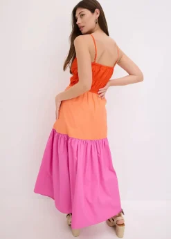bonprix Bekleidung·Pullover & Strickjacken|Kleider^Trägerkleid aus reiner Baumwolle mandarinrot/lachs/lilapink