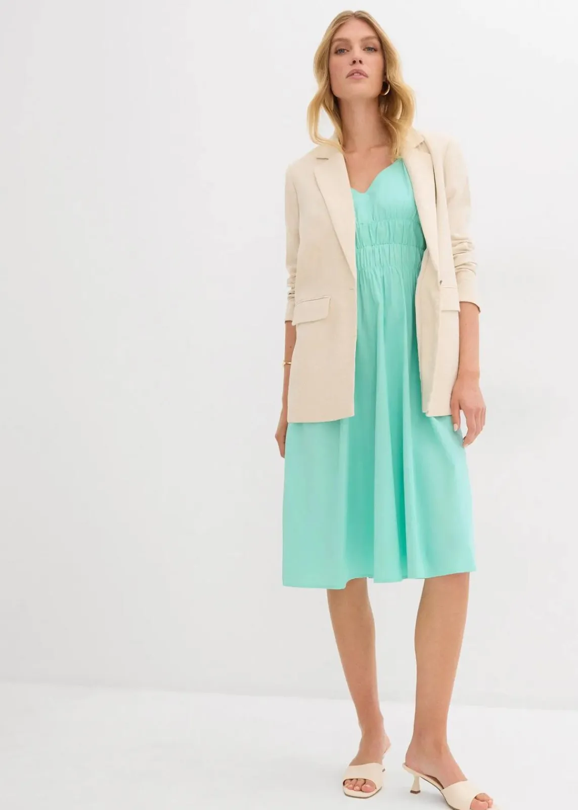 bonprix Bekleidung·Pullover & Strickjacken|Kleider^Trägerkleid aus reiner Bio-Baumwolle mentholblau