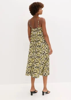 bonprix Kleider|Nachhaltigere Materialien^Trägerkleid aus softem Viskose-Mix oliv bedruckt
