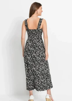 bonprix Bekleidung·Pullover & Strickjacken|Kleider^Trägerkleid aus Viskose-Mix schwarz/wollweiß floral