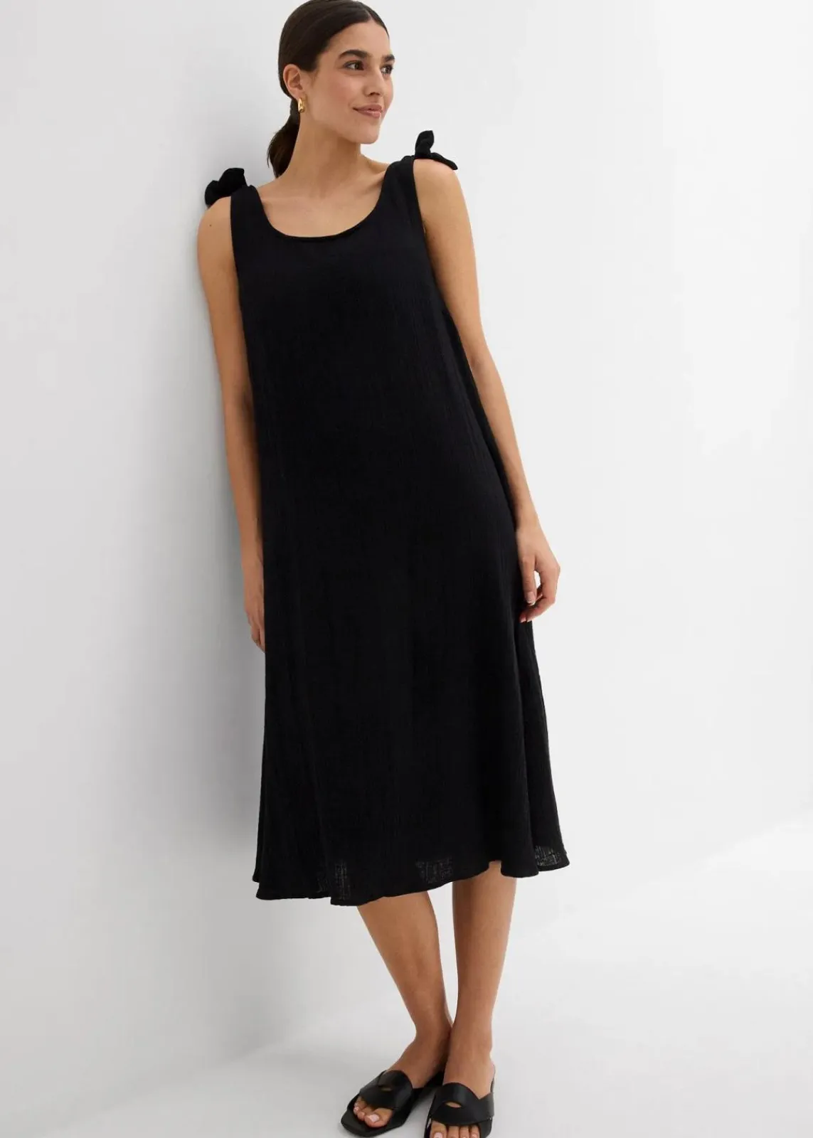 bonprix Bekleidung·Pullover & Strickjacken|Kleider^Trägerkleid aus weichem Musselin schwarz