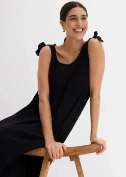 bonprix Bekleidung·Pullover & Strickjacken|Kleider^Trägerkleid aus weichem Musselin schwarz