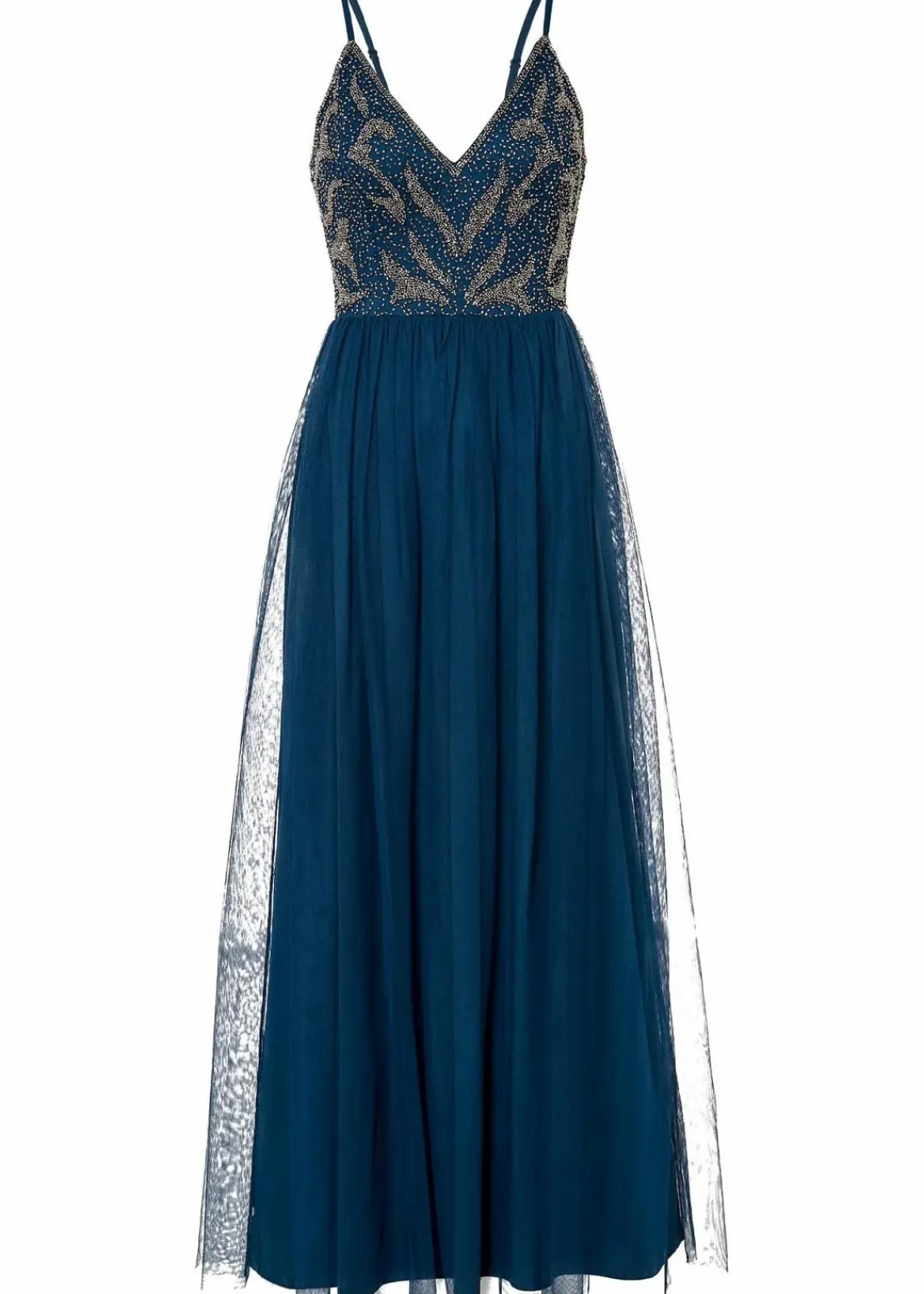 bonprix Festliche Mode|Kleider^Trägerkleid mit Perlenstickerei petrol