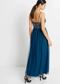 bonprix Festliche Mode|Kleider^Trägerkleid mit Perlenstickerei petrol