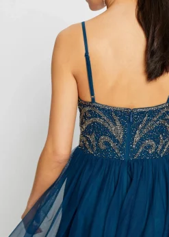 bonprix Festliche Mode|Kleider^Trägerkleid mit Perlenstickerei petrol