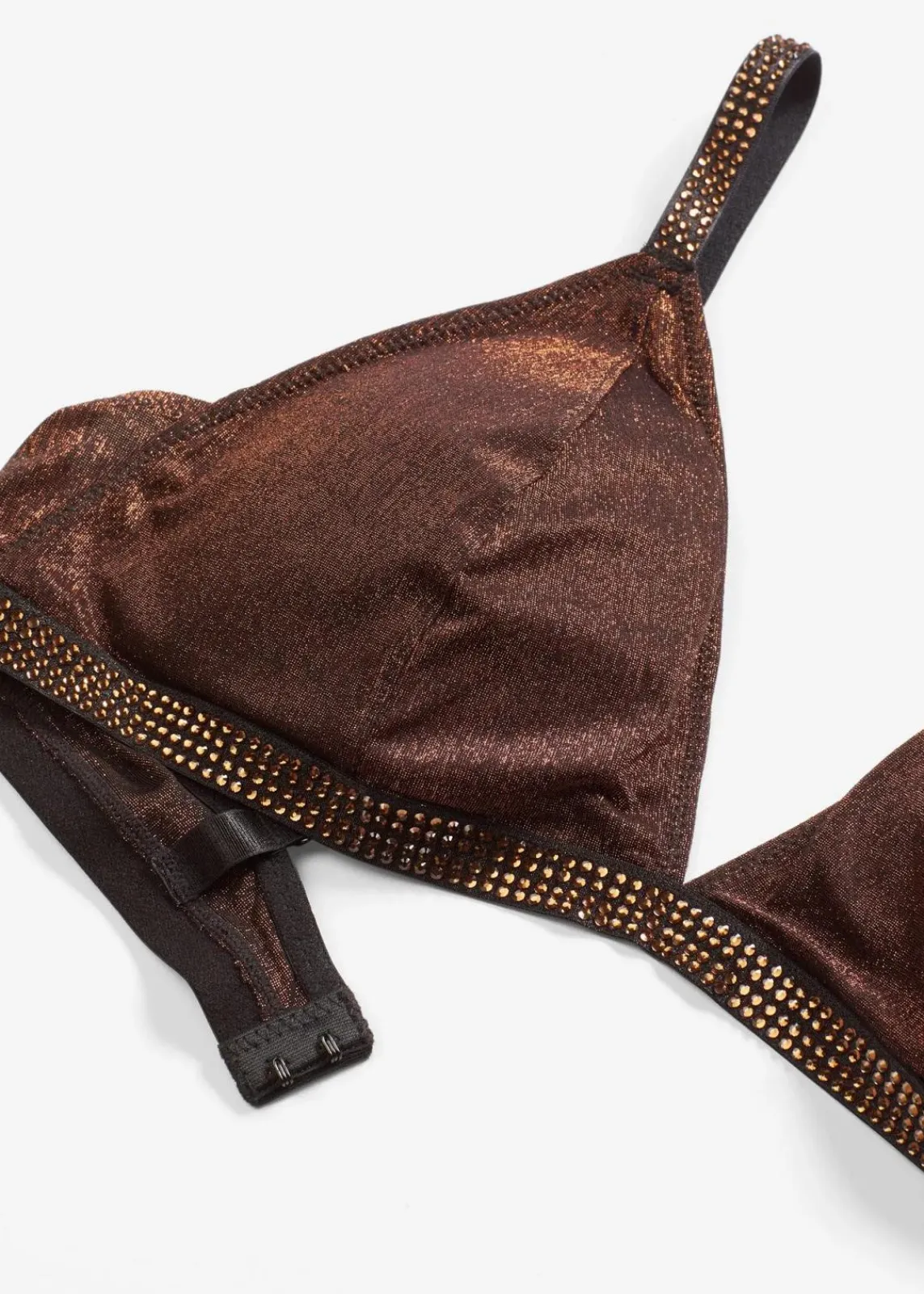 bonprix Bhs|Dessous^Triangel Bralette aus glitzerndem Material schwarz/kupfer