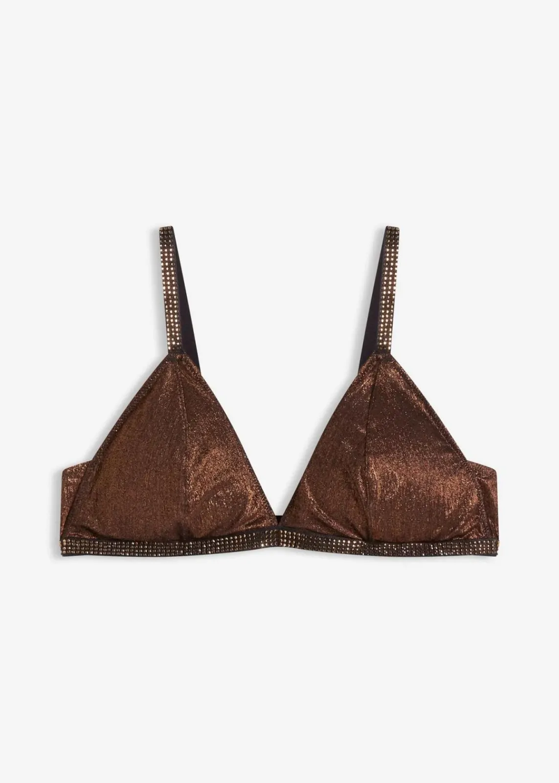 bonprix Dessous|Bhs^Triangel Bralette aus glitzerndem Material schwarz/kupfer