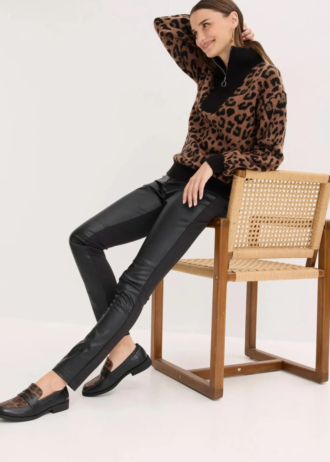 bonprix Pullover & Strickjacken^Troyer schwarz/braun leo