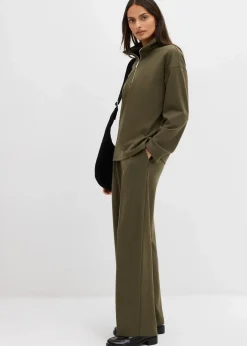 bonprix Pullover & Strickjacken|Bekleidung·Jeans^Troyer aus Viskose-Mix dunkeloliv