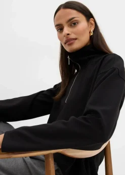 bonprix Bekleidung·Jeans|Pullover & Strickjacken^Troyer aus Viskose-Mix schwarz