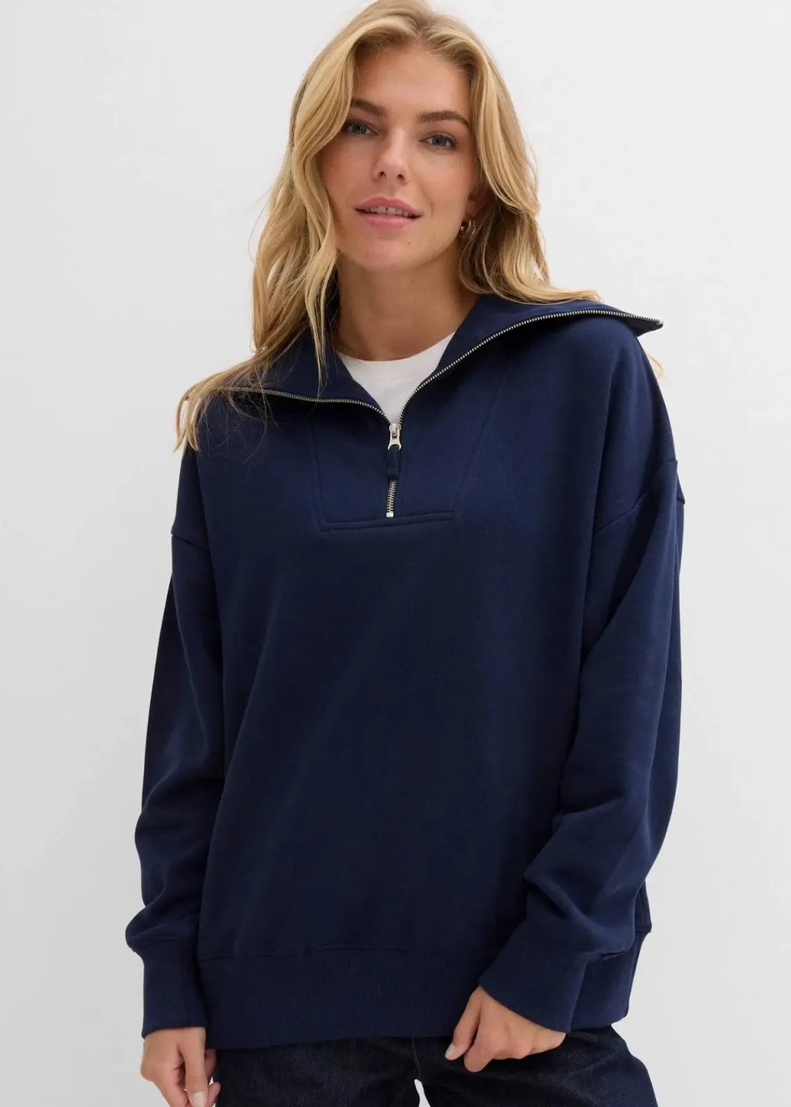 bonprix Bekleidung·Blusen & Tuniken|Bekleidung·Jeans^Troyer aus weichem Baumwoll-Mix dunkelblau