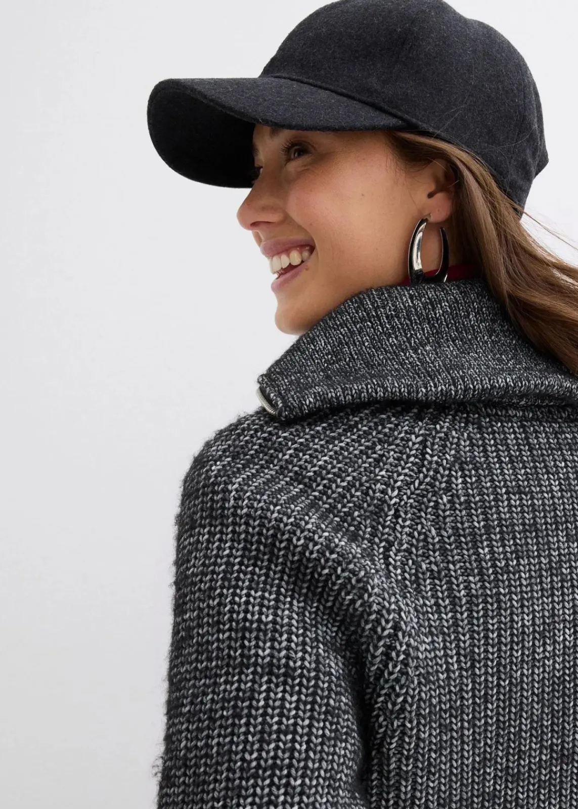 bonprix Bekleidung·Jeans|Pullover & Strickjacken^Troyer aus weichem Woll-Mix schwarz/weiß