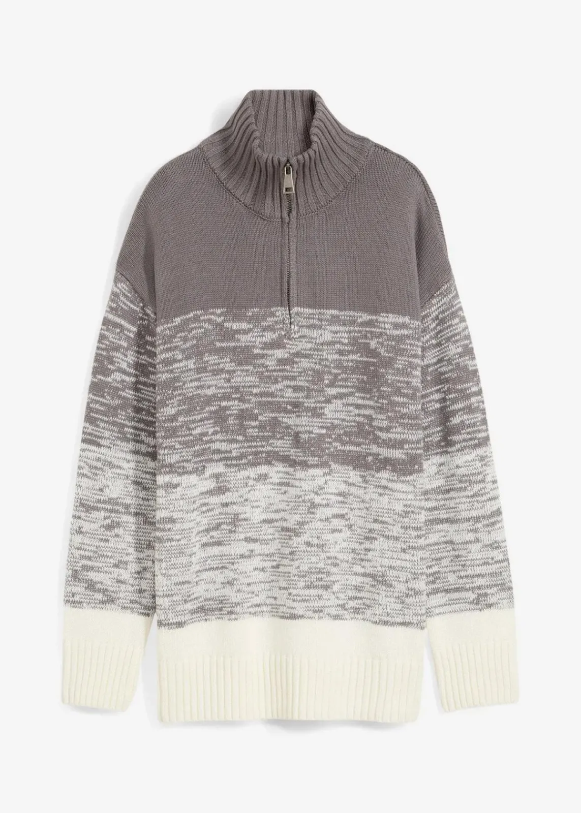 bonprix Bekleidung·Jeans|Pullover & Strickjacken^Troyer mit Farbverlauf rauchgrau/wollweiß meliert