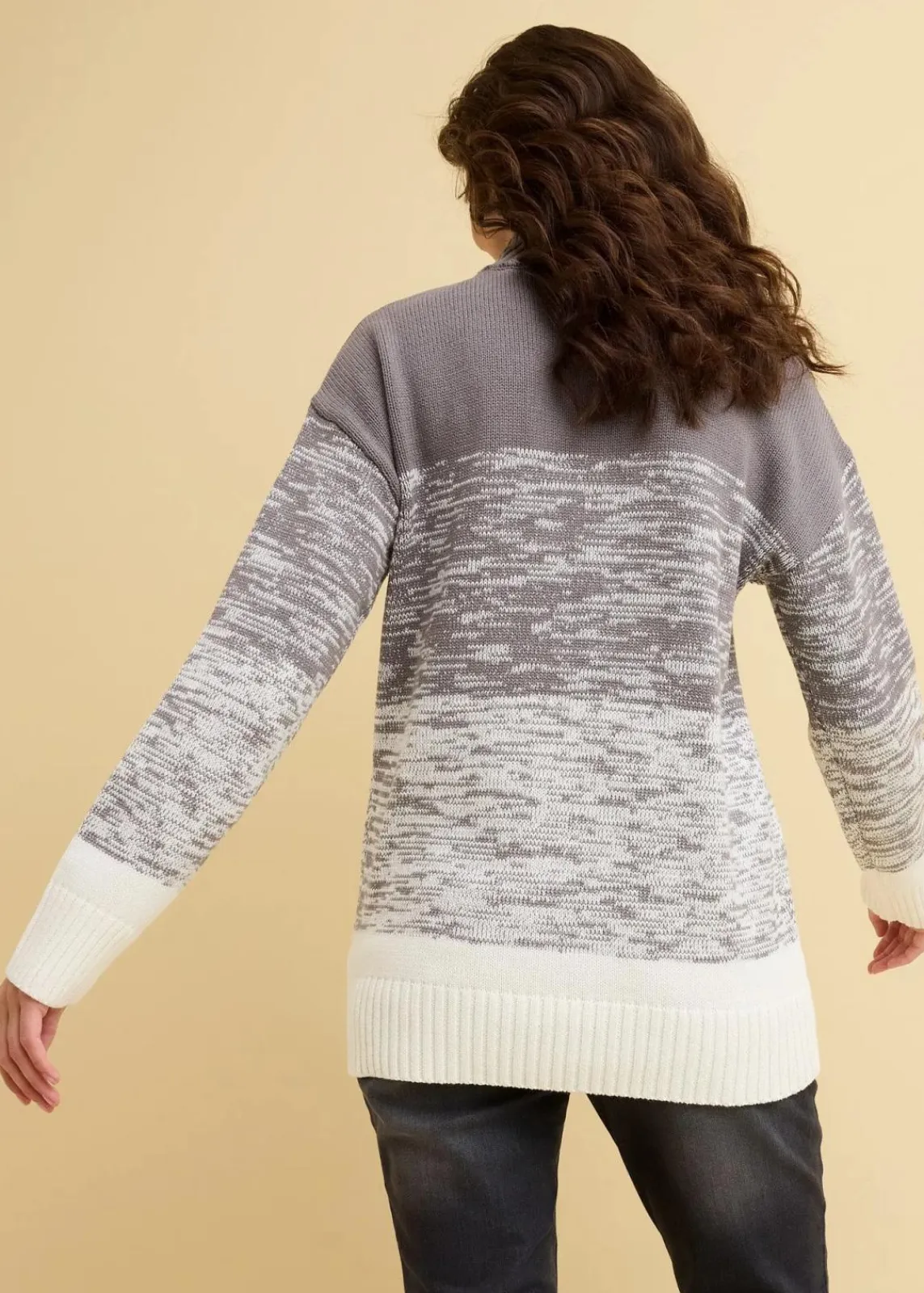 bonprix Bekleidung·Jeans|Pullover & Strickjacken^Troyer mit Farbverlauf rauchgrau/wollweiß meliert