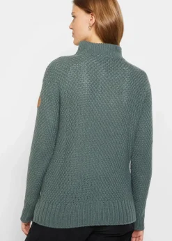 bonprix Bekleidung·Jeans|Pullover & Strickjacken^Troyer Pullover mit Struktur eukalyptusgrün
