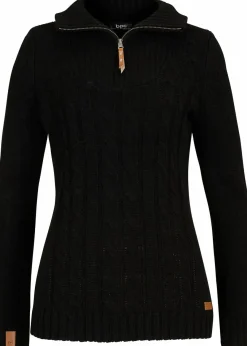bonprix Pullover & Strickjacken^Troyer Pullover mit Zopfmuster schwarz