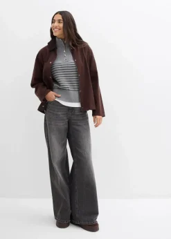 bonprix Bekleidung·Jeans|Pullover & Strickjacken^Troyer-Pullover grau meliert/anthrazit gestreift