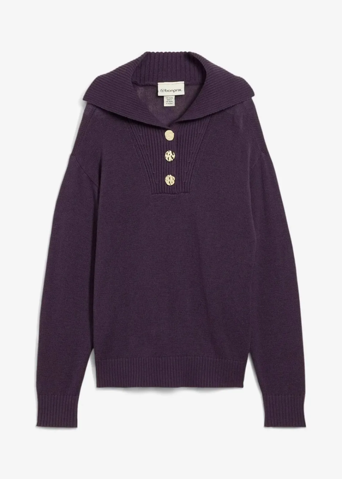 bonprix Bekleidung·Jeans|Pullover & Strickjacken^Troyer-Pullover aus Merinowolle pflaume