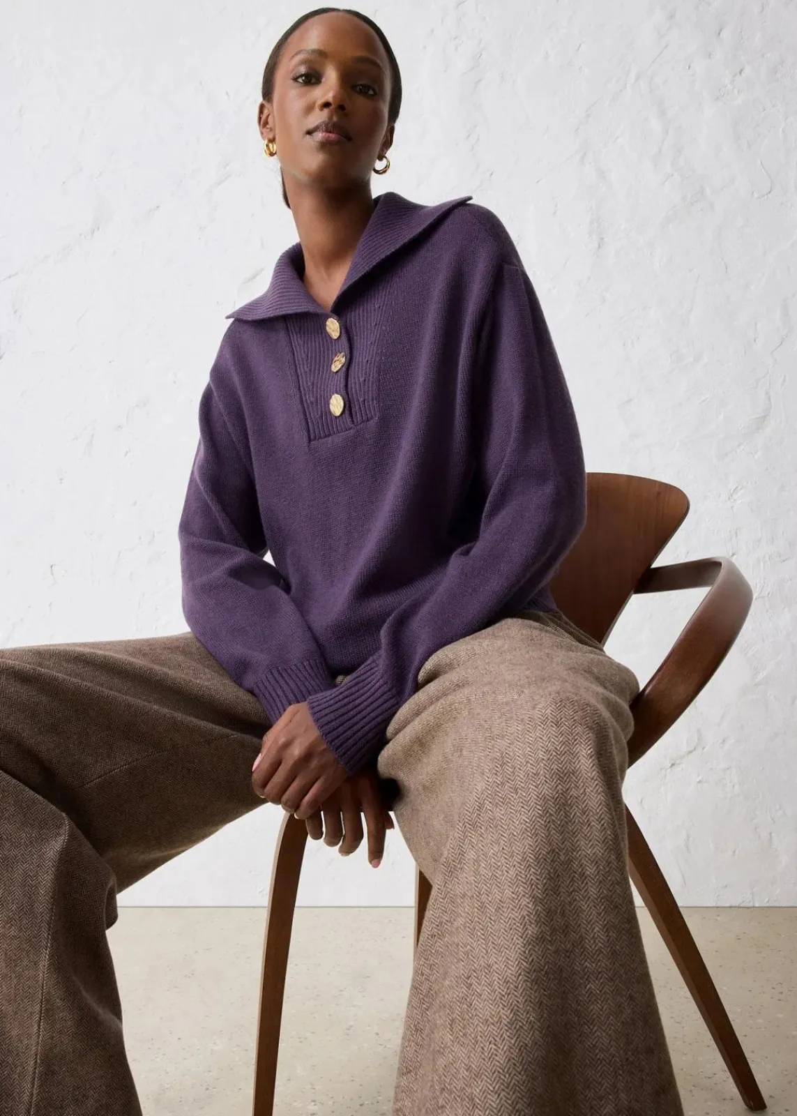 bonprix Bekleidung·Jeans|Pullover & Strickjacken^Troyer-Pullover aus Merinowolle pflaume