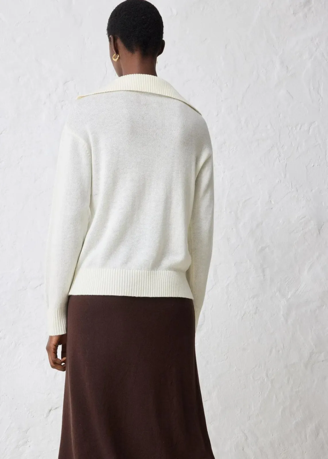 bonprix Pullover & Strickjacken|Bekleidung·Jeans^Troyer-Pullover aus Merinowolle wollweiß