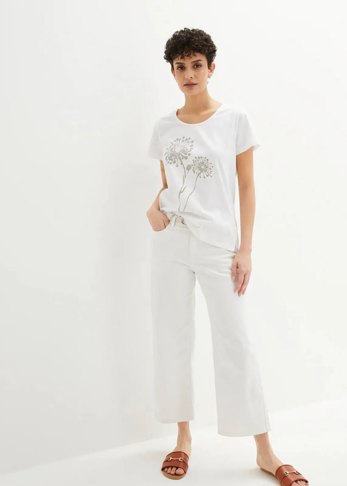 bonprix Shirts & Tops^T-Shirt weiß/mattsilber bedruckt