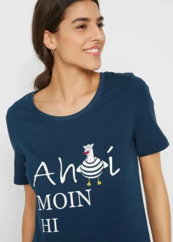 bonprix Shirts & Tops|Nachhaltigere Materialien^T-Shirt aus Baumwollmix dunkelblau bedruckt