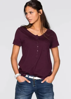 bonprix Shirts & Tops|Nachhaltigere Materialien^T-Shirt aus Baumwoll-Viskose-Mix bordeaux