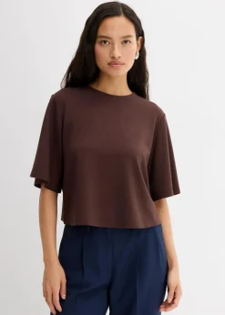 bonprix Shirts & Tops^T-Shirt aus bequemen Punto di Roma dunkelbraun