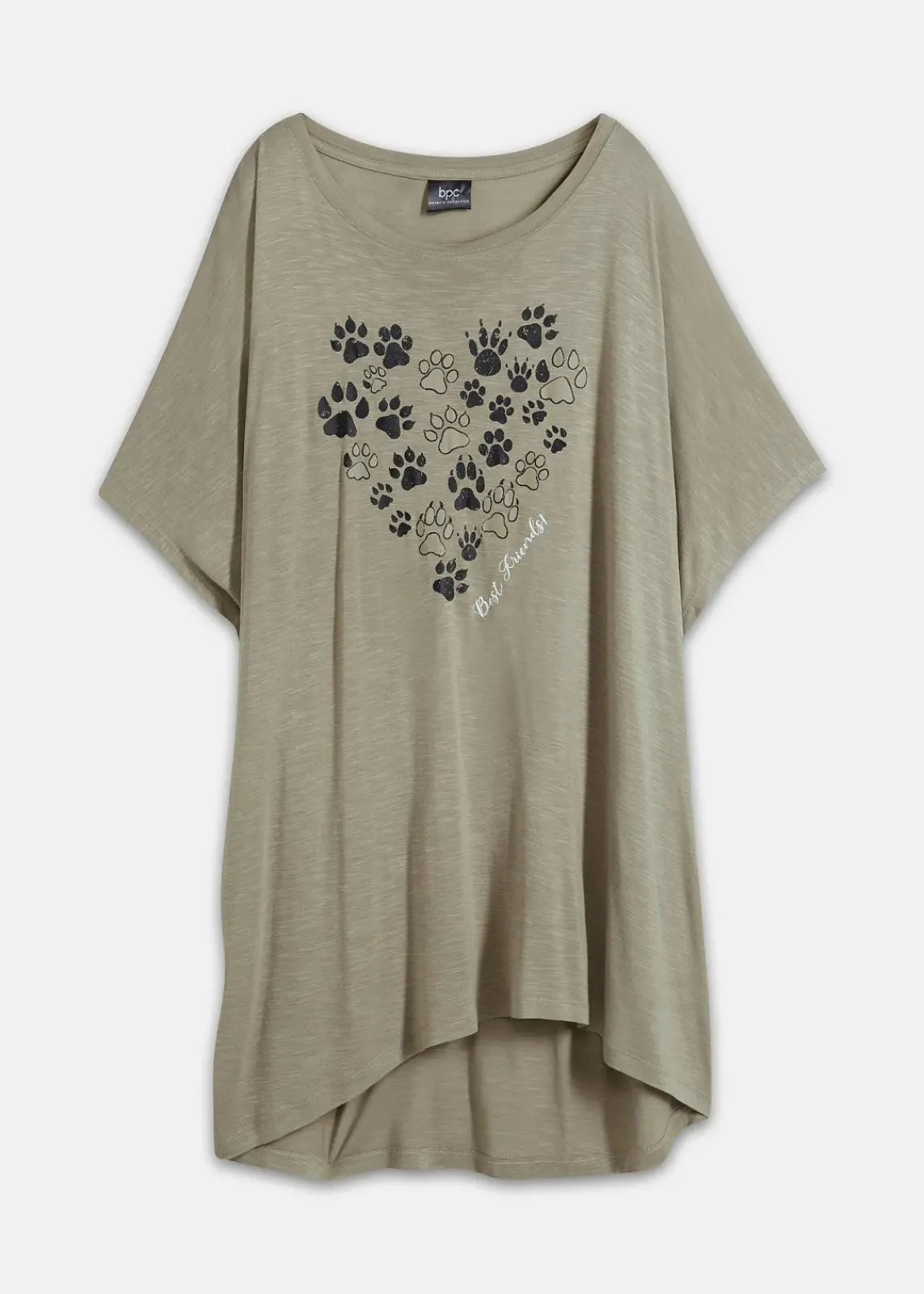 bonprix Nachhaltigere Materialien|Shirts & Tops^T-Shirt aus fließender Viskose new khaki graphisch bedruckt