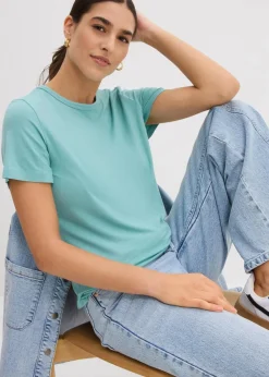 bonprix Nachhaltigere Materialien|Shirts & Tops^T-Shirt aus fließender Viskose helltürkis