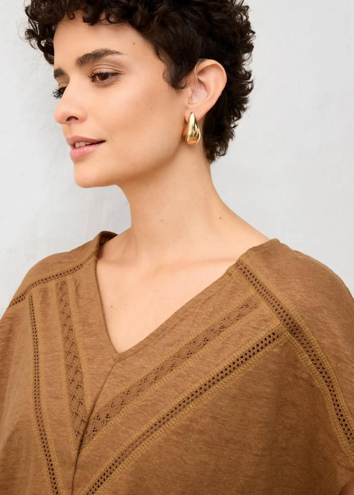 bonprix Premium|Shirts & Tops^T-Shirt aus reinem Leinen mit Spitze cognac braun
