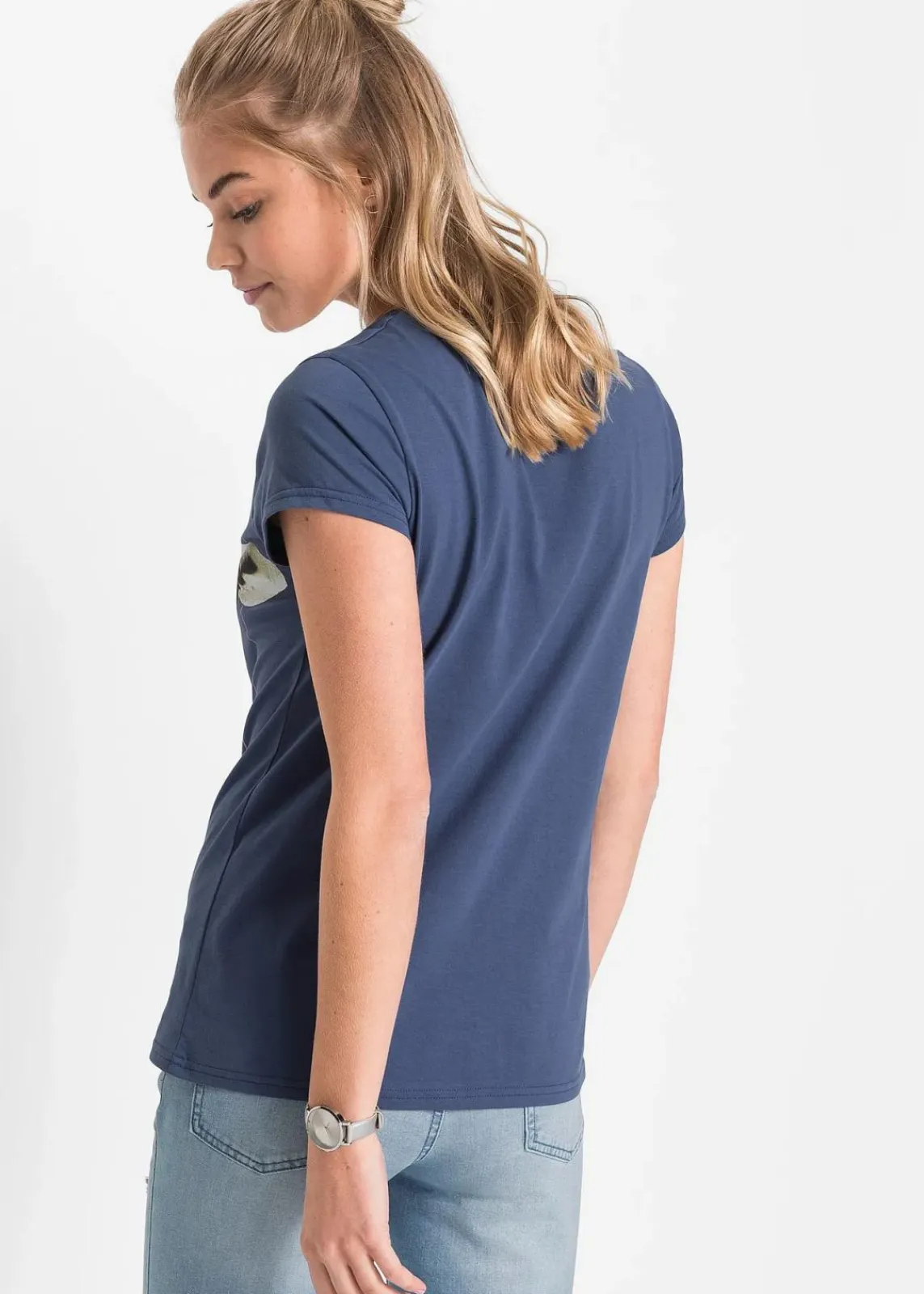 bonprix Shirts & Tops^T-Shirt aus reiner Baumwolle indigo bedruckt