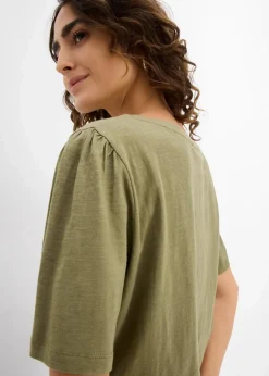 bonprix Shirts & Tops|Nachhaltigere Materialien^T-Shirt aus reiner Baumwolle oliv