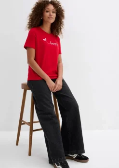 bonprix Shirts & Tops^T-Shirt aus reiner Baumwolle rot/weiß