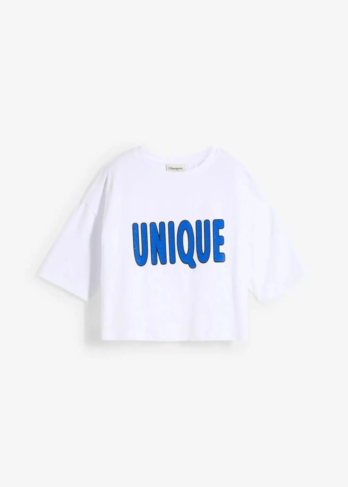 bonprix Shirts & Tops^T-Shirt aus reiner Baumwolle weiß/edelsteinblau bedruckt