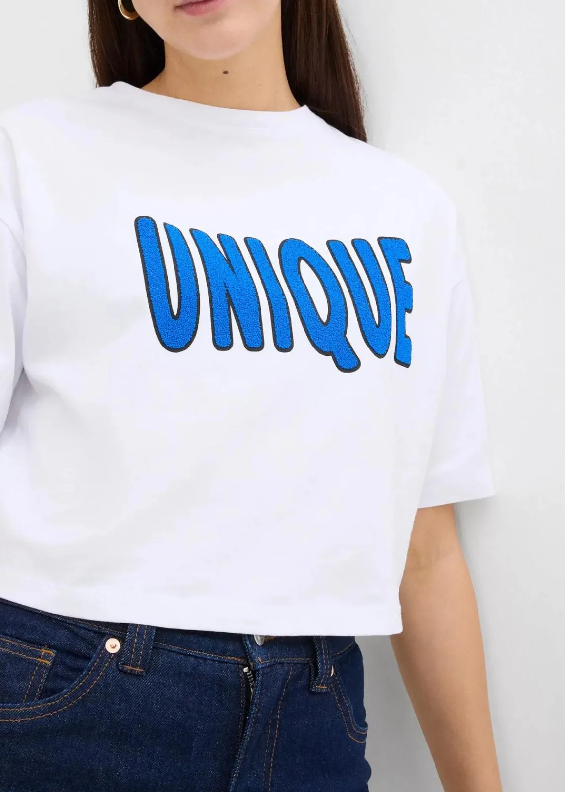 bonprix Shirts & Tops^T-Shirt aus reiner Baumwolle weiß/edelsteinblau bedruckt