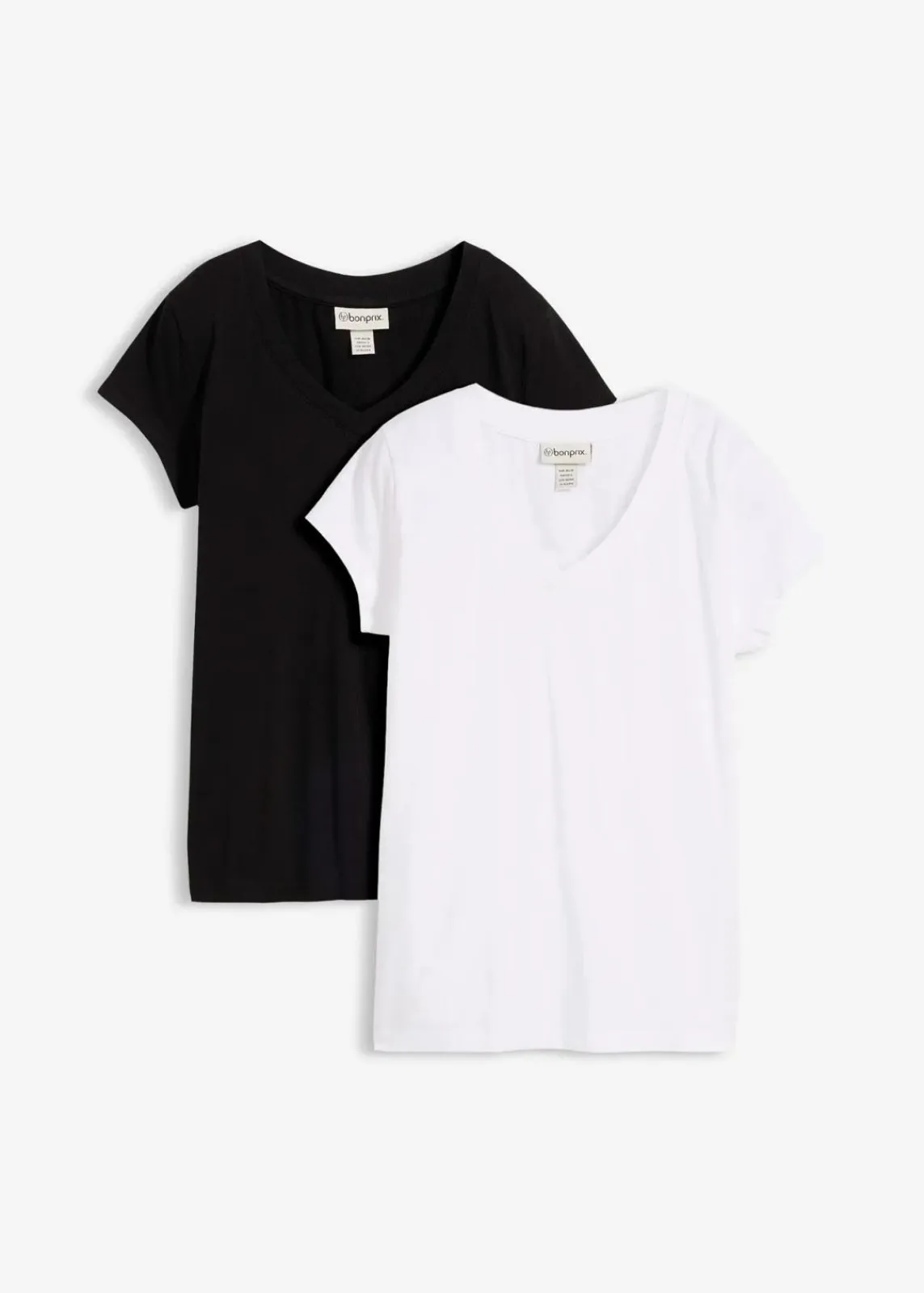 bonprix Bekleidung·Röcke|Nachhaltigere Materialien^T-Shirt aus reiner Bio-Baumwolle (2er Pack) schwarz/weiß