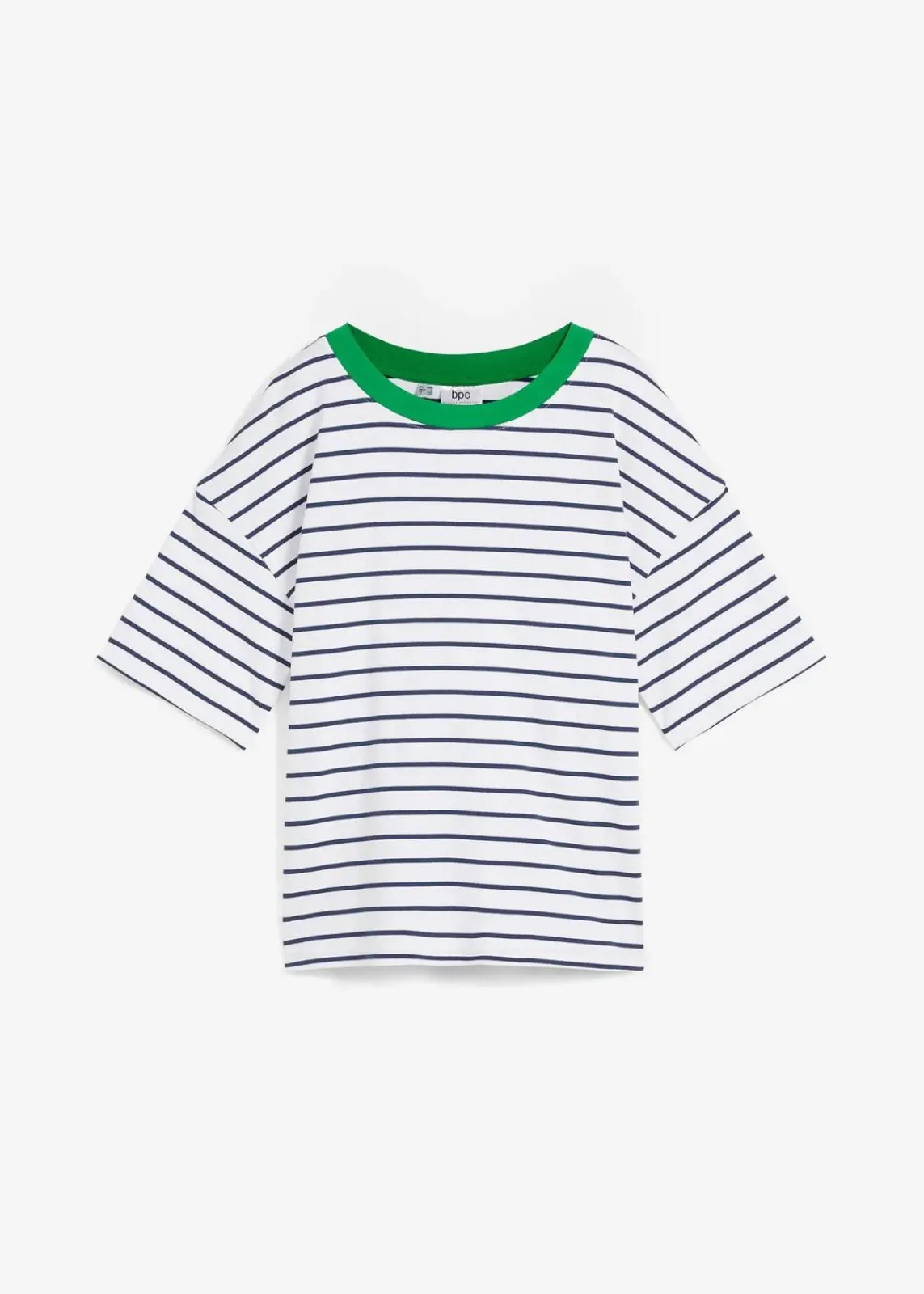 bonprix Shirts & Tops|Nachhaltigere Materialien^T-Shirt aus reiner Bio-Baumwolle weiß/tiefblau/grasgrün gestreift